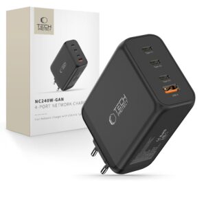TECH-PROTECT NC240W-GAN 4-PORT NETWORK CHARGER PD 240W / QC3.0 BLACK
