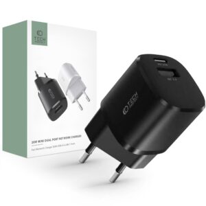 TECH-PROTECT C20W MINI 2-PORT NETWORK CHARGER PD 20W / QC3.0 BLACK