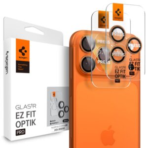CAMERA COVER SPIGEN OPTIK PRO GLAS.TR ”EZ FIT” CAMERA PROTECTOR 2-PACK IPHONE 14 PRO / MAX / 15 PRO / MAX / 16 PRO / MAX / 17 PRO / MAX ORANGE