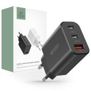 TECH-PROTECT NC30W 3-PORT NETWORK CHARGER PD 30W / QC3.0 BLACK