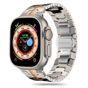 TECH-PROTECT STAINLESS LINE APPLE WATCH 8 / 9 / 10 / 11 / SE / ULTRA (44 / 45 / 46 / 49 MM) TITANIUM/ORANGE