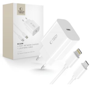 TECH-PROTECT NC20W 1-PORT NETWORK CHARGER PD 20W + LIGHTNING CABLE WHITE