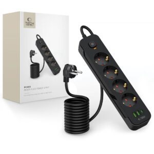 TECH-PROTECT PCL4X3 POWER STRIP LONG 2 USB & 1 TYPE-C & 4 SOCKET 200CM BLACK