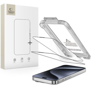 TEMPERED GLASS TECH-PROTECT QUICK SET+ 2-PACK IPHONE 15 PRO BLACK