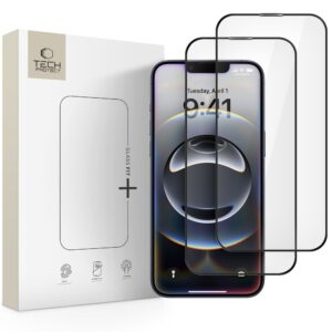 TEMPERED GLASS TECH-PROTECT GLASS FIT+ 2-PACK IPHONE 13 / 13 PRO / 14 / 16E / 17E BLACK