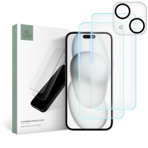 TEMPERED GLASS TECH-PROTECT SUPREME SET 3-PACK IPHONE 15 CLEAR